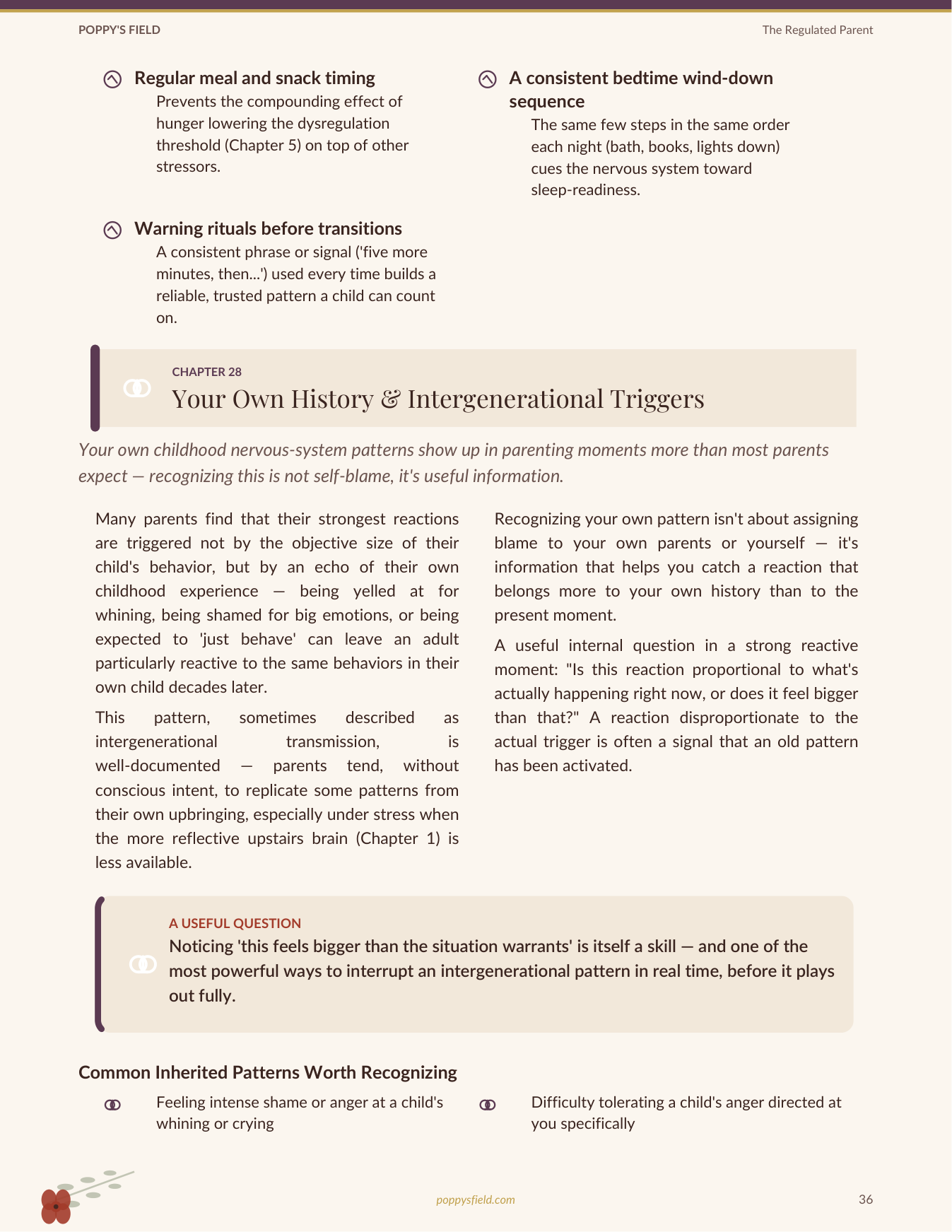 The Regulated Parent | Calm Tools for Chaotic Days | Co-Regulation Nervous System Guide | Instant Download — Poppy's Field (preview 4)