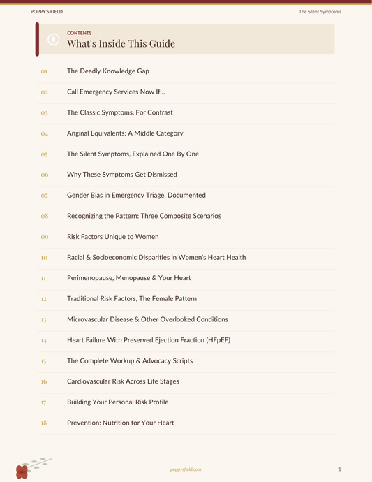 The Silent Symptoms | Women's Guide to Non-Traditional Heart Attack Signs | Cardiac Health Toolkit | Instant Download — Poppy's Field (preview 1)