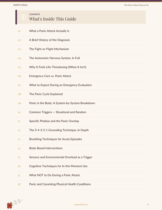 The Panic Attack Rescue Kit | 5-4-3-2-1 Grounding Emergency Breathwork Mobile PDF | Instant Download — Poppy's Field (preview 1)