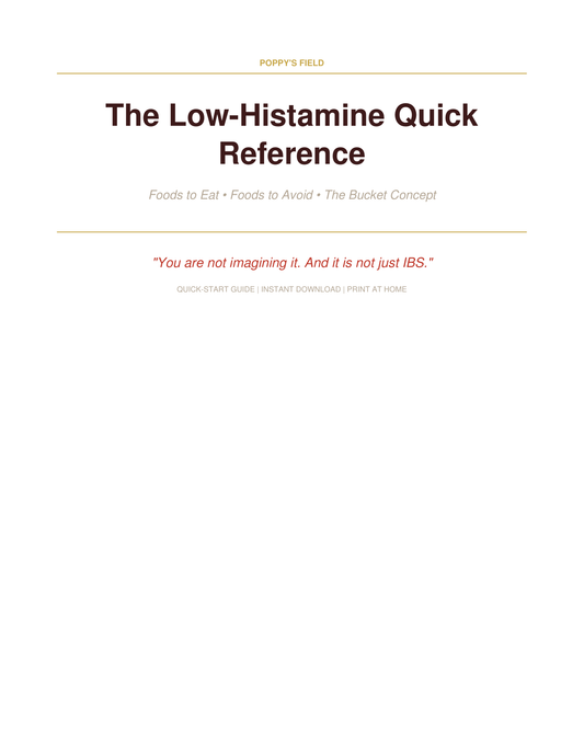 Low-Histamine Quick Reference | Safe vs Avoid Food List Histamine Bucket Guide | Instant Download — Poppy's Field (preview 1)