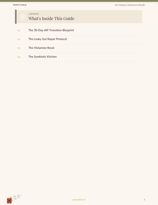 Gut Healing & Autoimmune Bundle | AIP Leaky Gut Histamine Reset Symbiotic Kitchen | Instant Download — Poppy's Field (preview 1)
