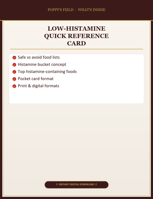 Low-Histamine Quick Reference Card — What's Inside