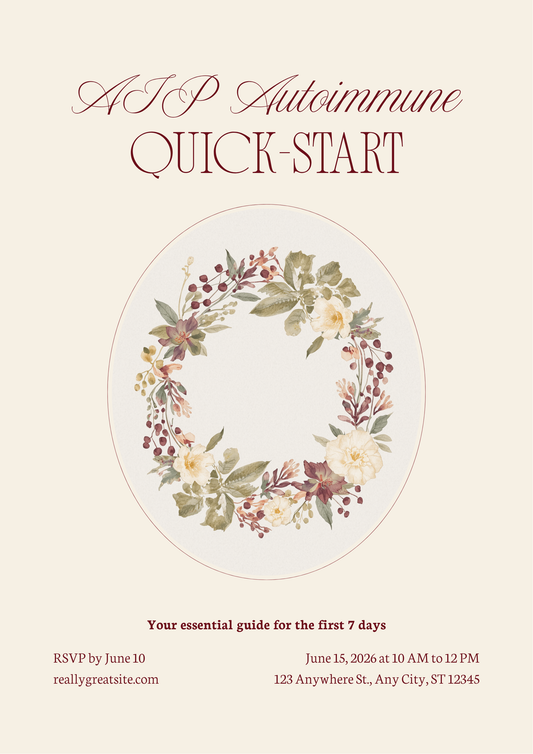 AIP Quick-Start Cheat Sheet - Autoimmune Protocol Phase 1 Food List - Poppys Field