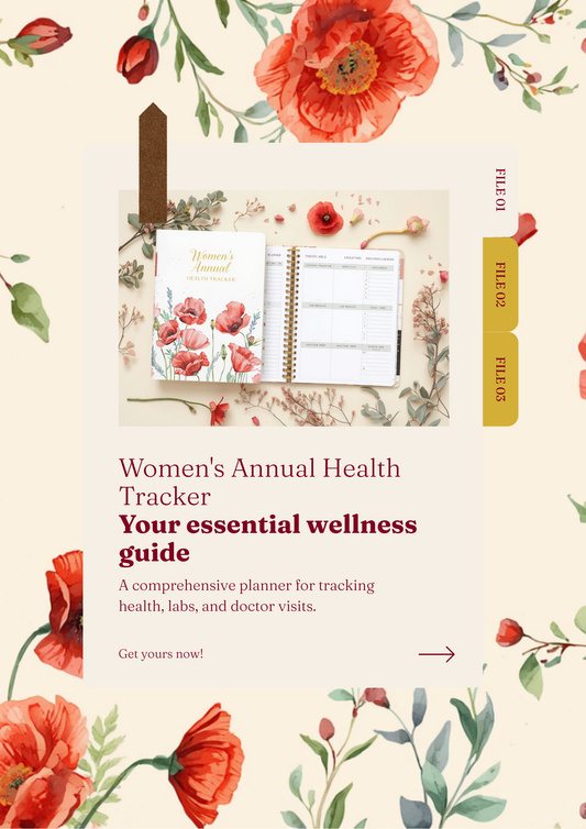 Women's Annual Health Tracker - 12-Month Wellness Planner - Poppys Field