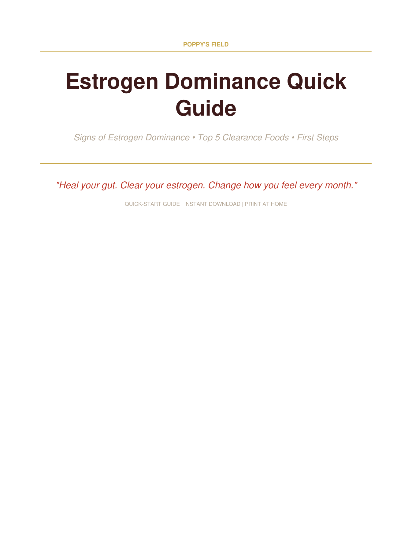 Estrogen Dominance Quick Guide | Signs Gut Connection Top 5 Clearance Foods | Instant Download — Poppy's Field (preview 1)