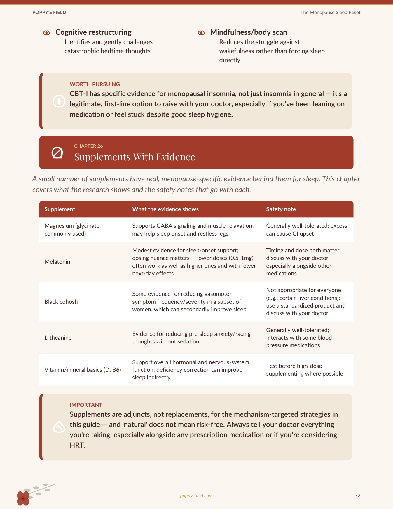 Menopause Sleep Log & Reset Journal | 60-Day Sleep Tracker | Night Sweats Hot Flashes | Instant Download — Poppy's Field (preview 3)