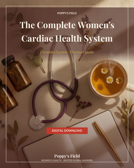 The Complete Women's Cardiac Health System — Poppy's Field (hero mockup)