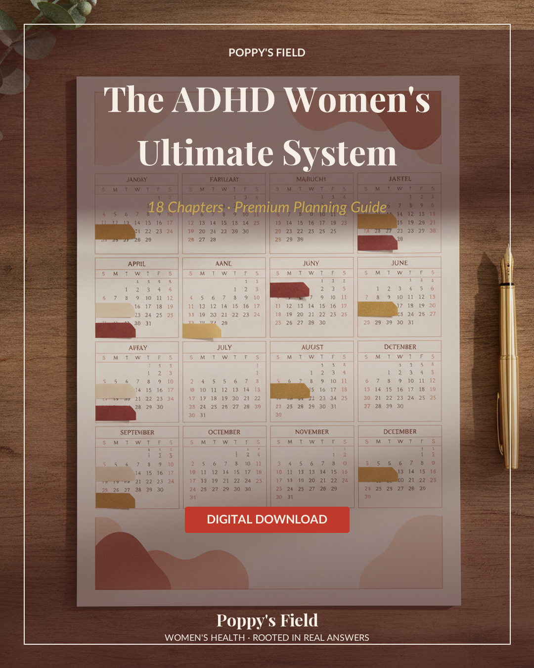 ADHD Planner for Women | Poppy's Field (cover)
