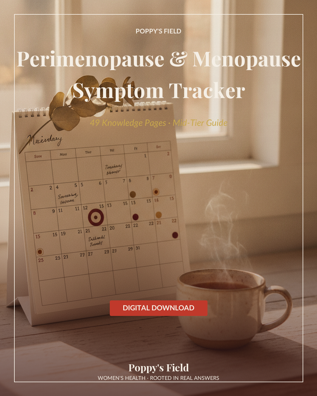 Perimenopause Hormone Journal | 6-Month Daily Symptom Tracker | Menopause Health | Instant Download — Poppy's Field (cover)