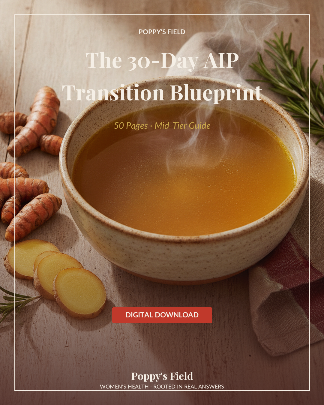 The 30-Day AIP Transition Blueprint | Autoimmune Protocol Elimination Diet Roadmap | Instant Download — Poppy's Field (cover)