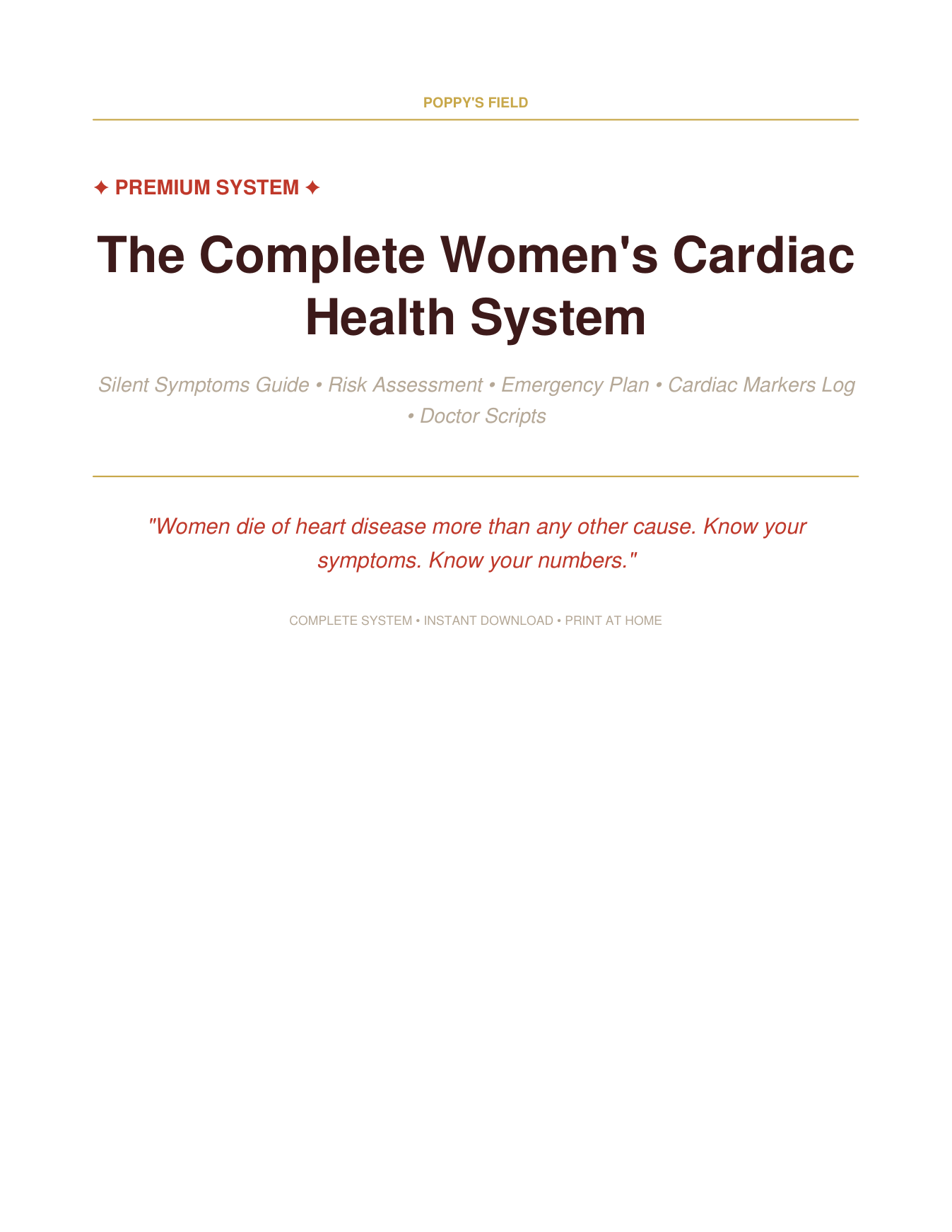 The Complete Women's Cardiac Health System — Poppy's Field (preview page 1)