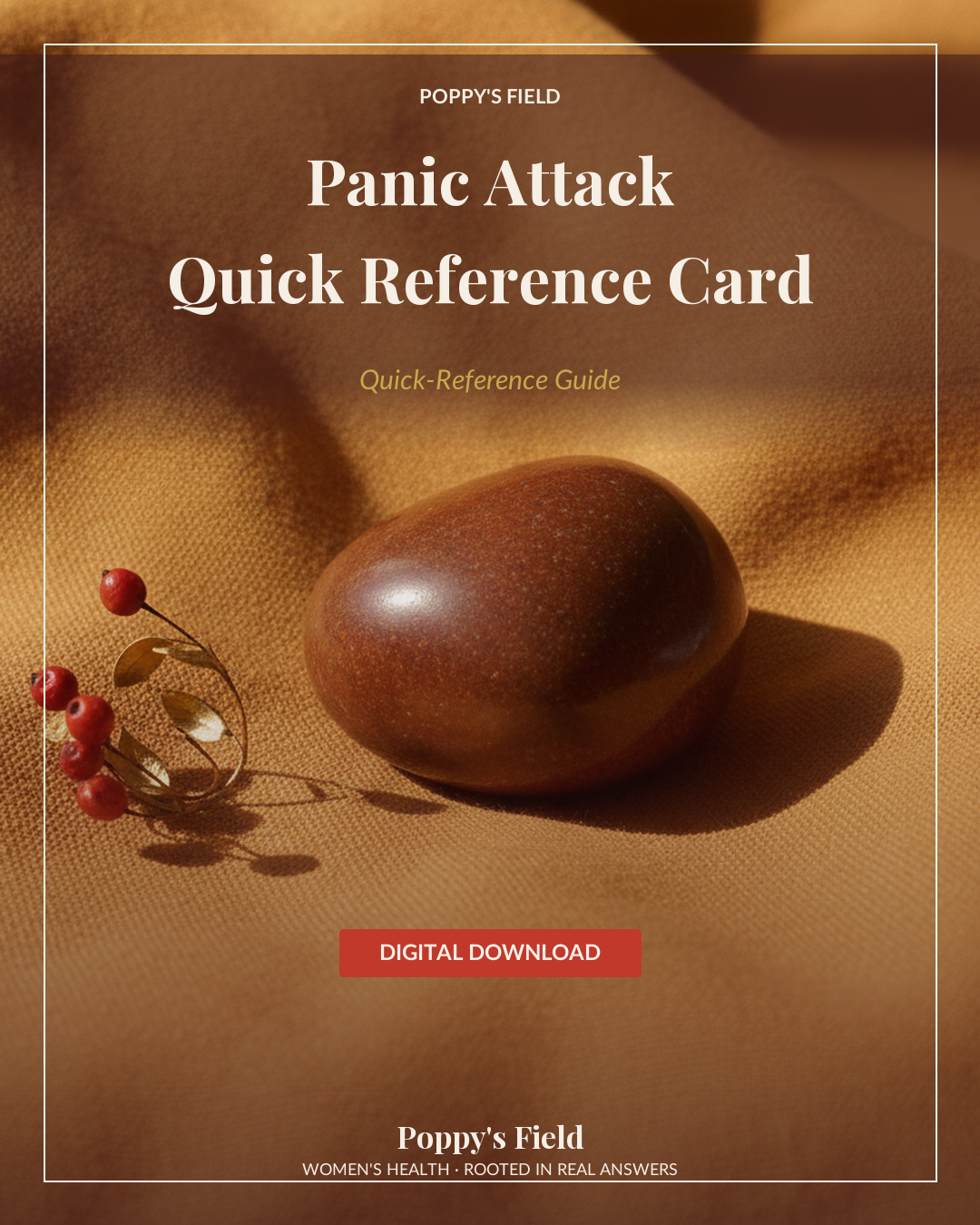 Panic Attack Quick Reference Card | 5-4-3-2-1 Grounding Breathwork Mobile PDF | Instant Download — Poppy's Field (hero)