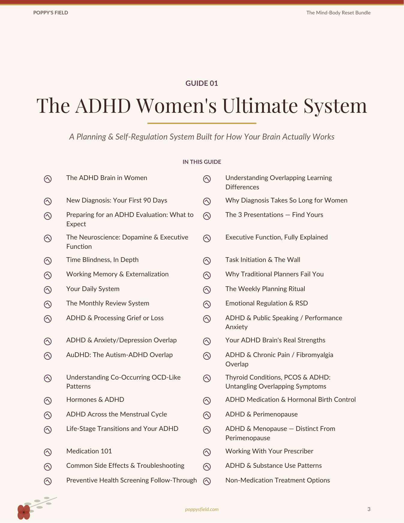 The Mind-Body Reset Bundle | ADHD Planner PCOS System Cortisol Blueprint — Poppy's Field