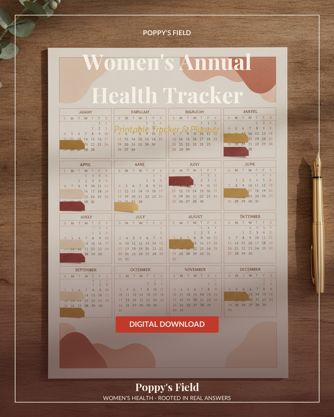 Women's Annual Health Tracker | 12-Month Wellness Planner Lab Results Goal Journal — Poppy's Field