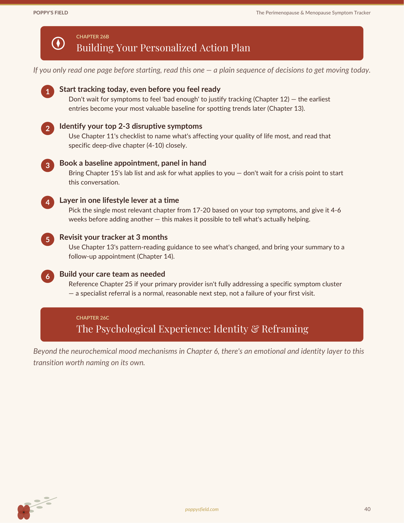 Perimenopause Symptom Tracking Journal | 90-Day Daily Log | Women Over 40 | Instant Download — Poppy's Field (preview 4)