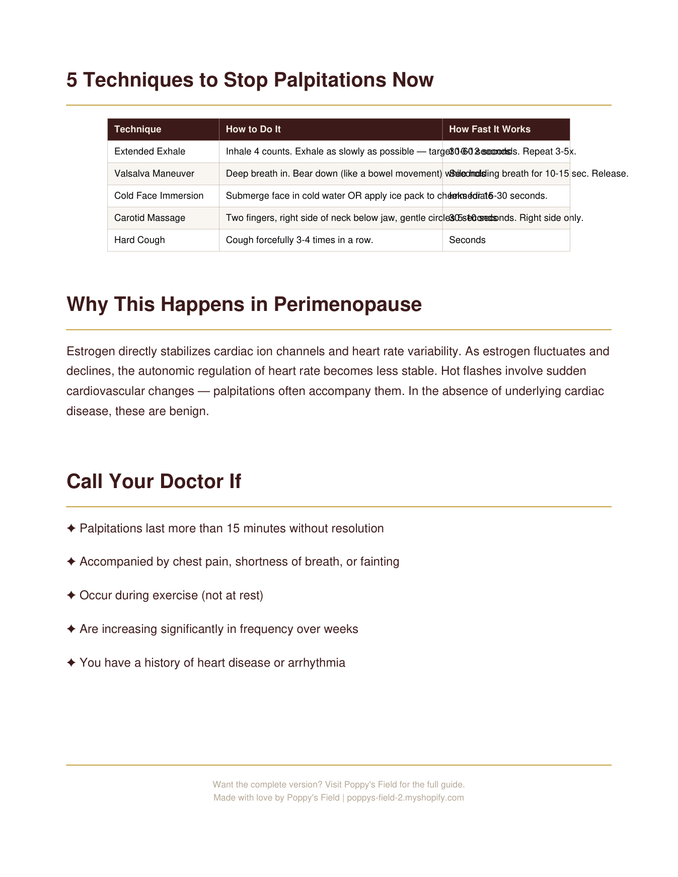 Perimenopause Palpitation Tracker & Symptom Log | Heart Flutters, Vagal Maneuvers Reference — Poppy's Field (preview 2)