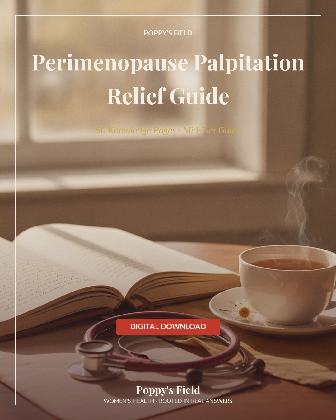Perimenopause Palpitation Relief Guide | 5 Vagal Maneuvers Heart Flutters Hormonal | Instant Download — Poppy's Field (cover)