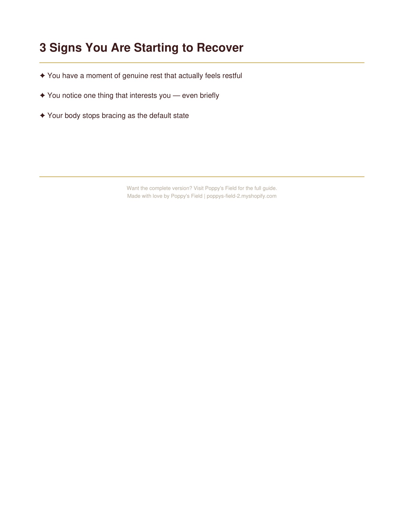 Burnout SOS Quick-Start Guide | 7 Somatic Exercises for Immediate Nervous System Relief | Instant Download — Poppy's Field (preview 3)