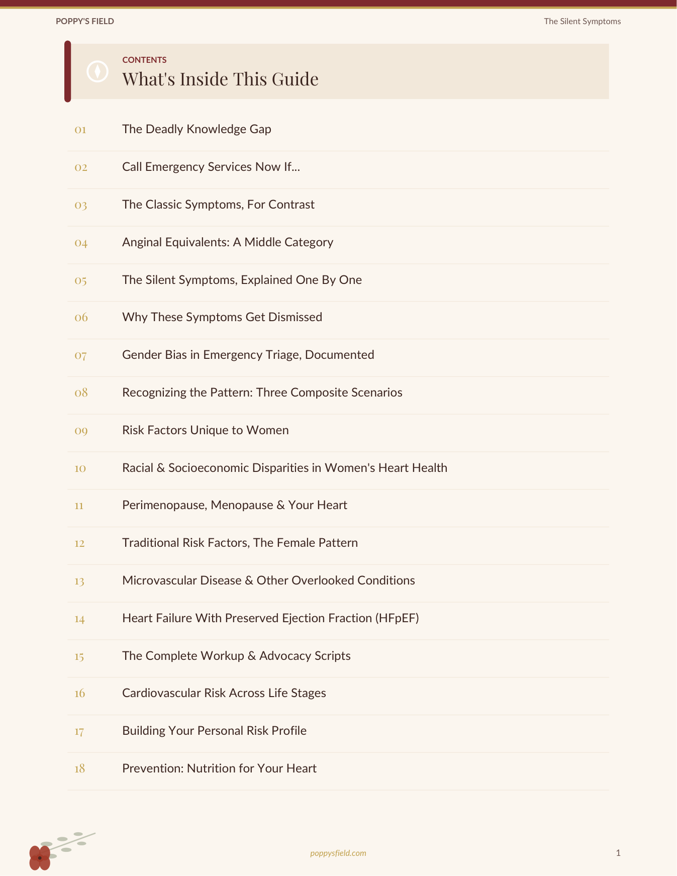 The Silent Symptoms | Women's Guide to Non-Traditional Heart Attack Signs | Cardiac Health Toolkit | Instant Download — Poppy's Field (preview 1)