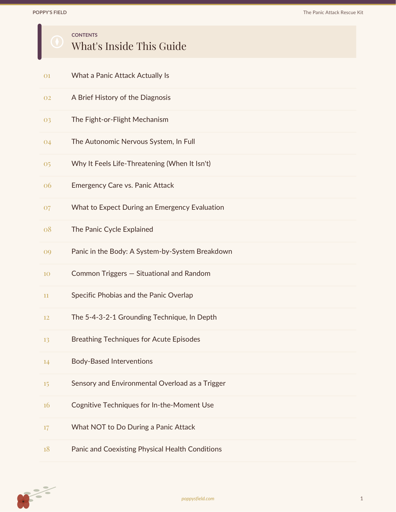 The Panic Attack Rescue Kit | 5-4-3-2-1 Grounding Emergency Breathwork Mobile PDF | Instant Download — Poppy's Field (preview 1)