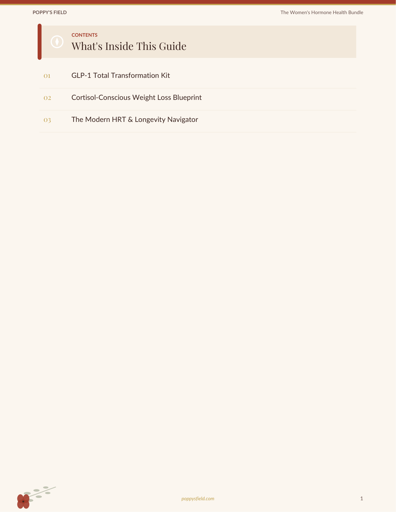 The Women's Hormone Health Bundle | GLP-1 Kit + Cortisol Blueprint + HRT Navigator — Poppy's Field (preview 1)