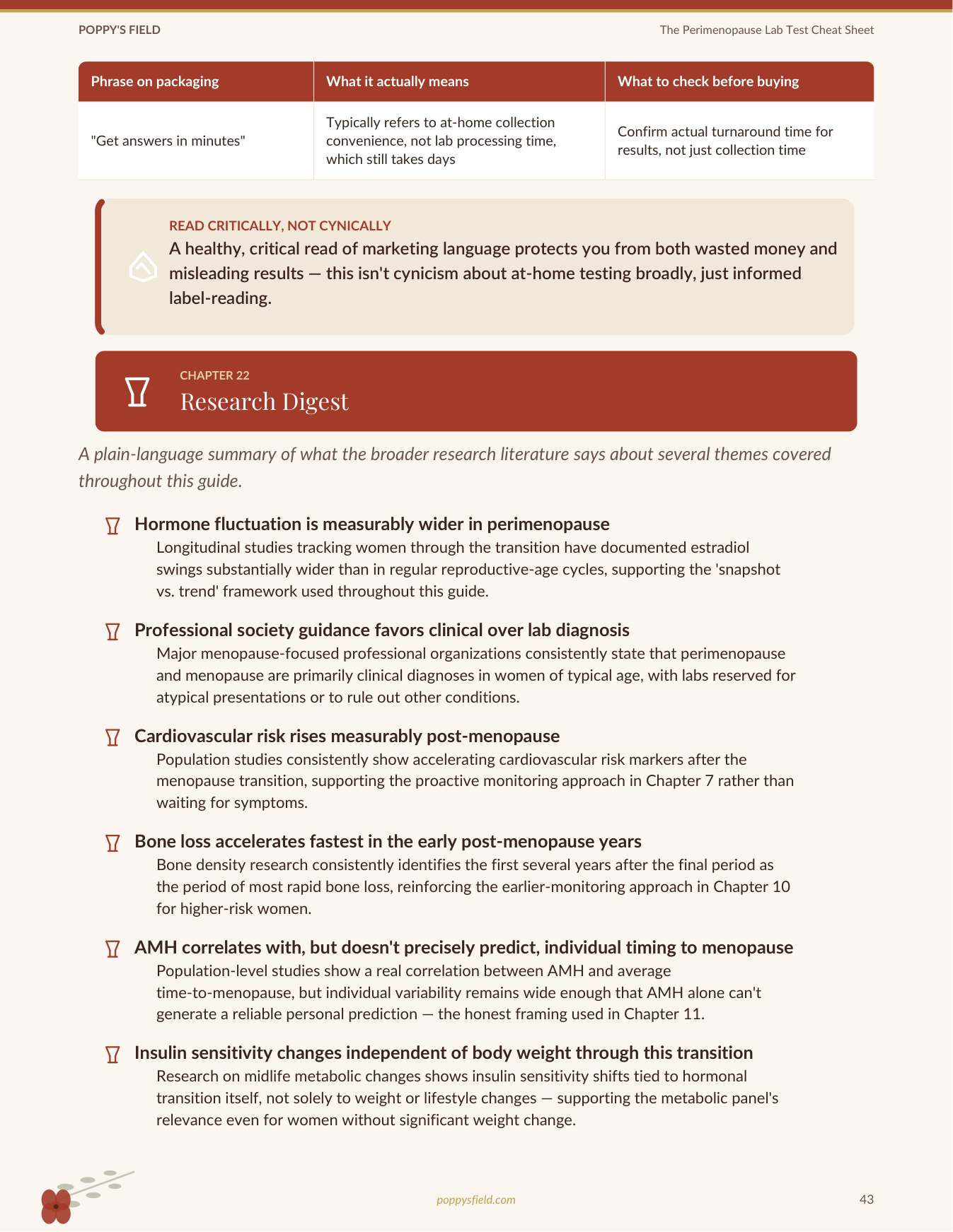 The Perimenopause Lab Test Cheat Sheet | FSH LH Progesterone Ferritin Optimal Ranges Guide | Instant Download — Poppy's Field (preview 3)