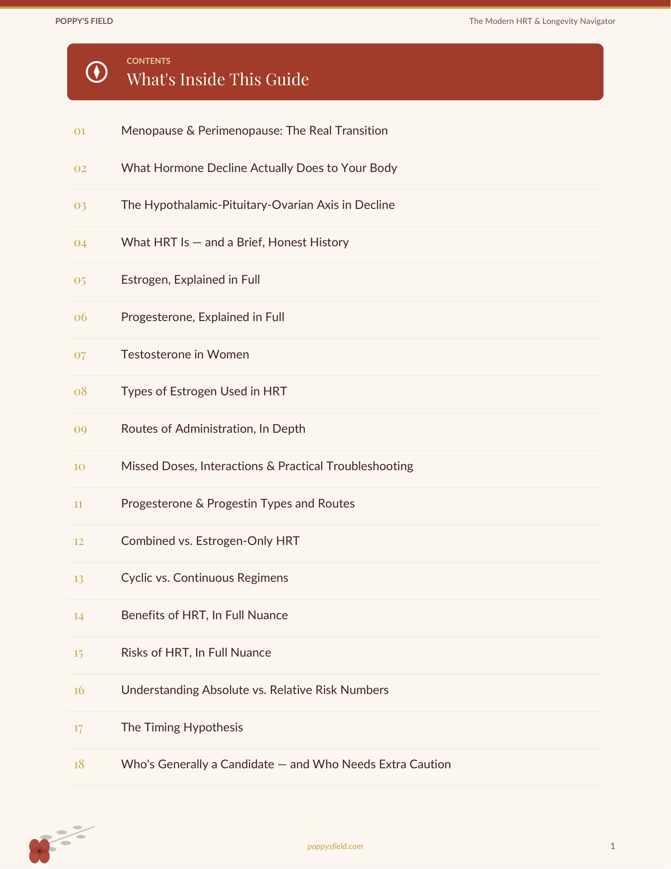The Modern HRT & Longevity Navigator — Poppy's Field (preview 1)