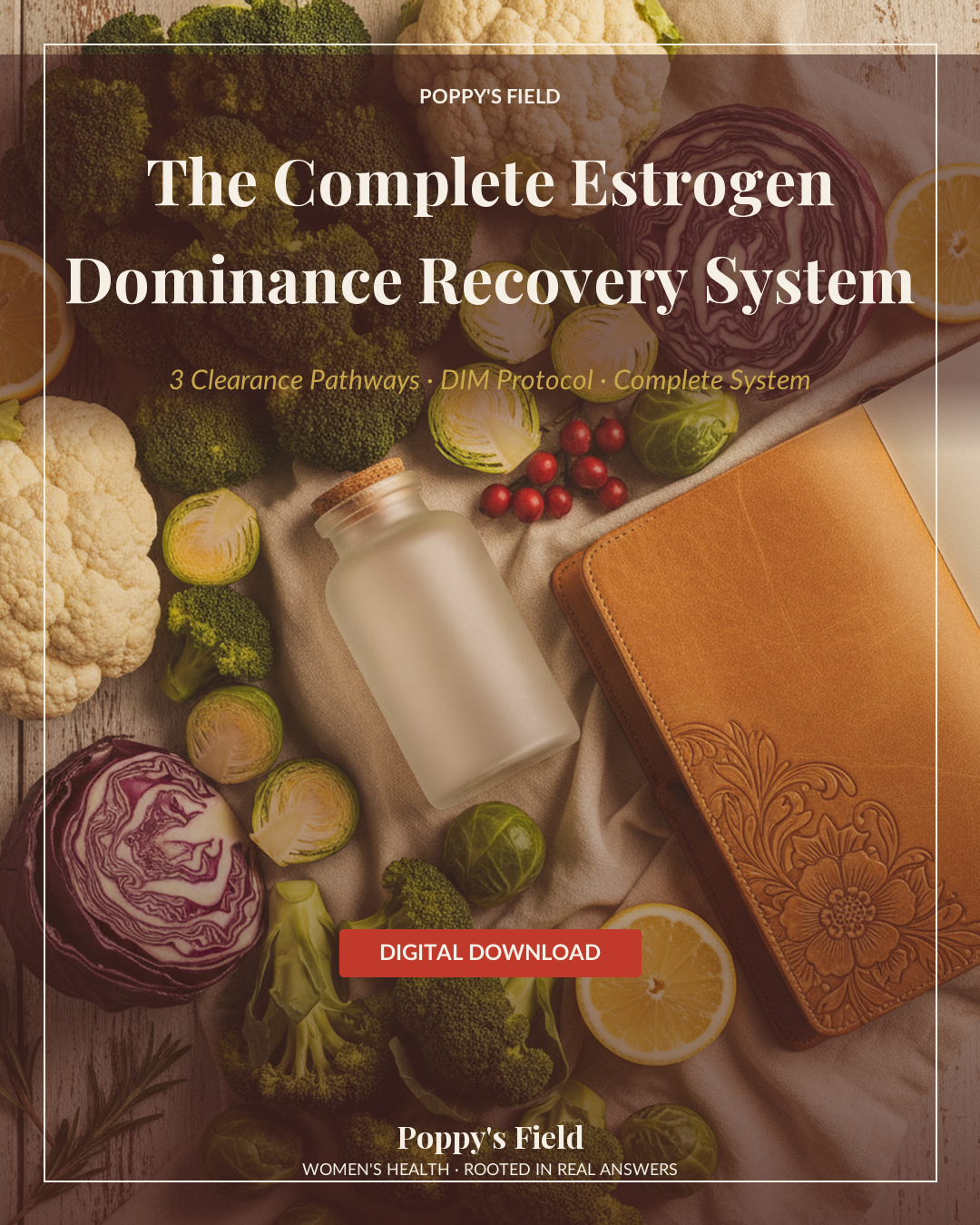 The Complete Estrogen Dominance Recovery System — Poppy's Field (hero)