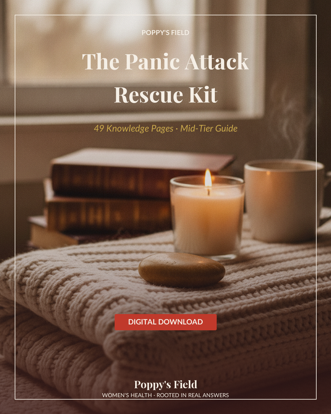 The Panic Attack Rescue Kit | 5-4-3-2-1 Grounding Emergency Breathwork Mobile PDF | Instant Download — Poppy's Field (cover)