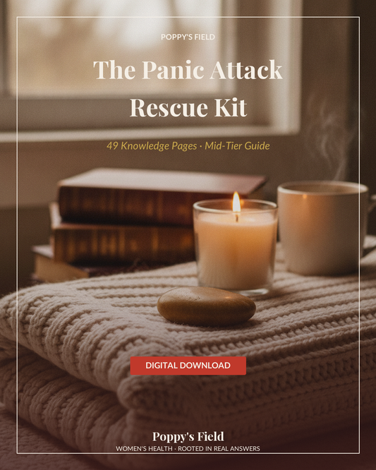 The Panic Attack Rescue Kit | 5-4-3-2-1 Grounding Emergency Breathwork Mobile PDF | Instant Download — Poppy's Field (cover)