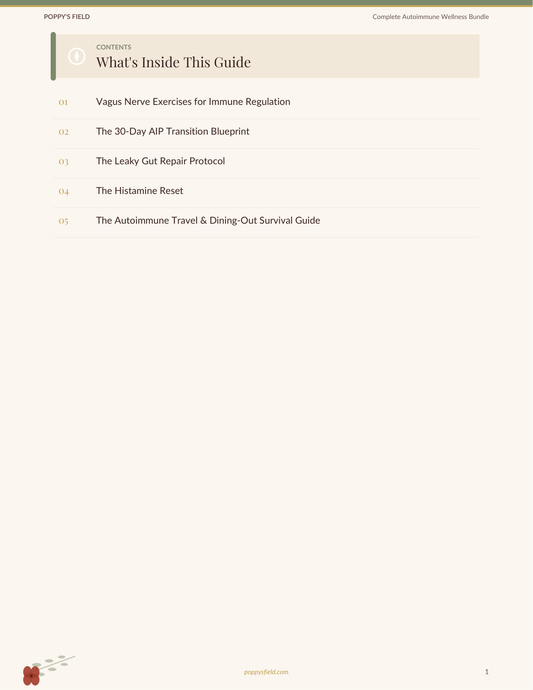 Complete Autoimmune Wellness Bundle | Vagus Nerve AIP Travel Guide Histamine Leaky Gut | Instant Download — Poppy's Field (preview 1)