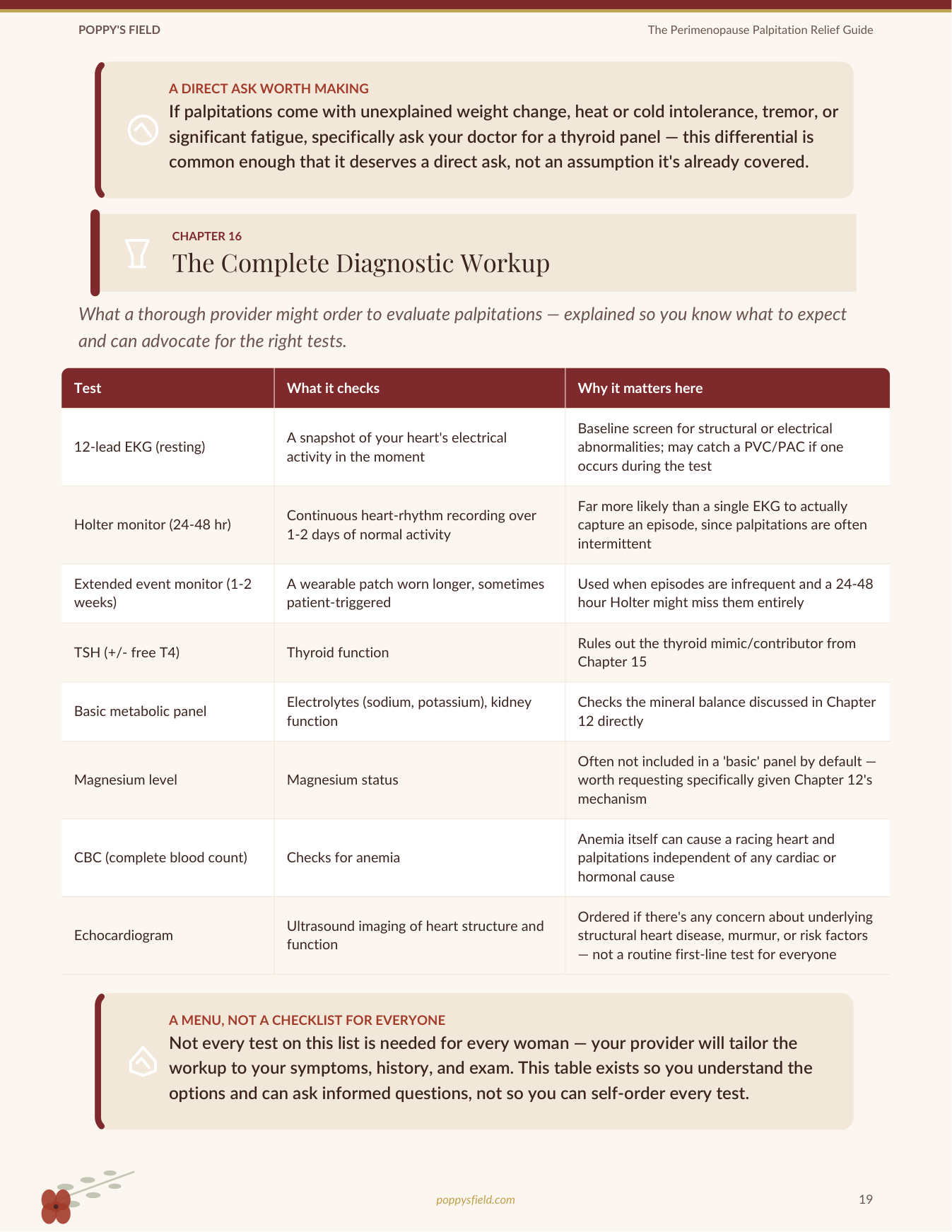 Perimenopause Palpitation Relief Guide | 5 Vagal Maneuvers Heart Flutters Hormonal | Instant Download — Poppy's Field (preview 3)
