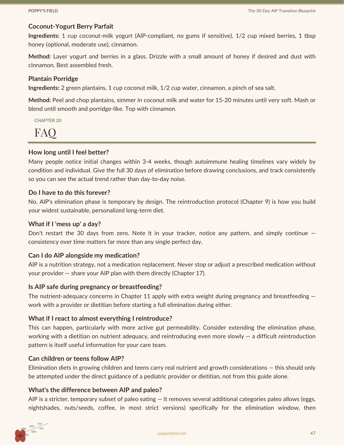 The 30-Day AIP Transition Blueprint | Autoimmune Protocol Elimination Diet Roadmap | Instant Download — Poppy's Field (preview 4)