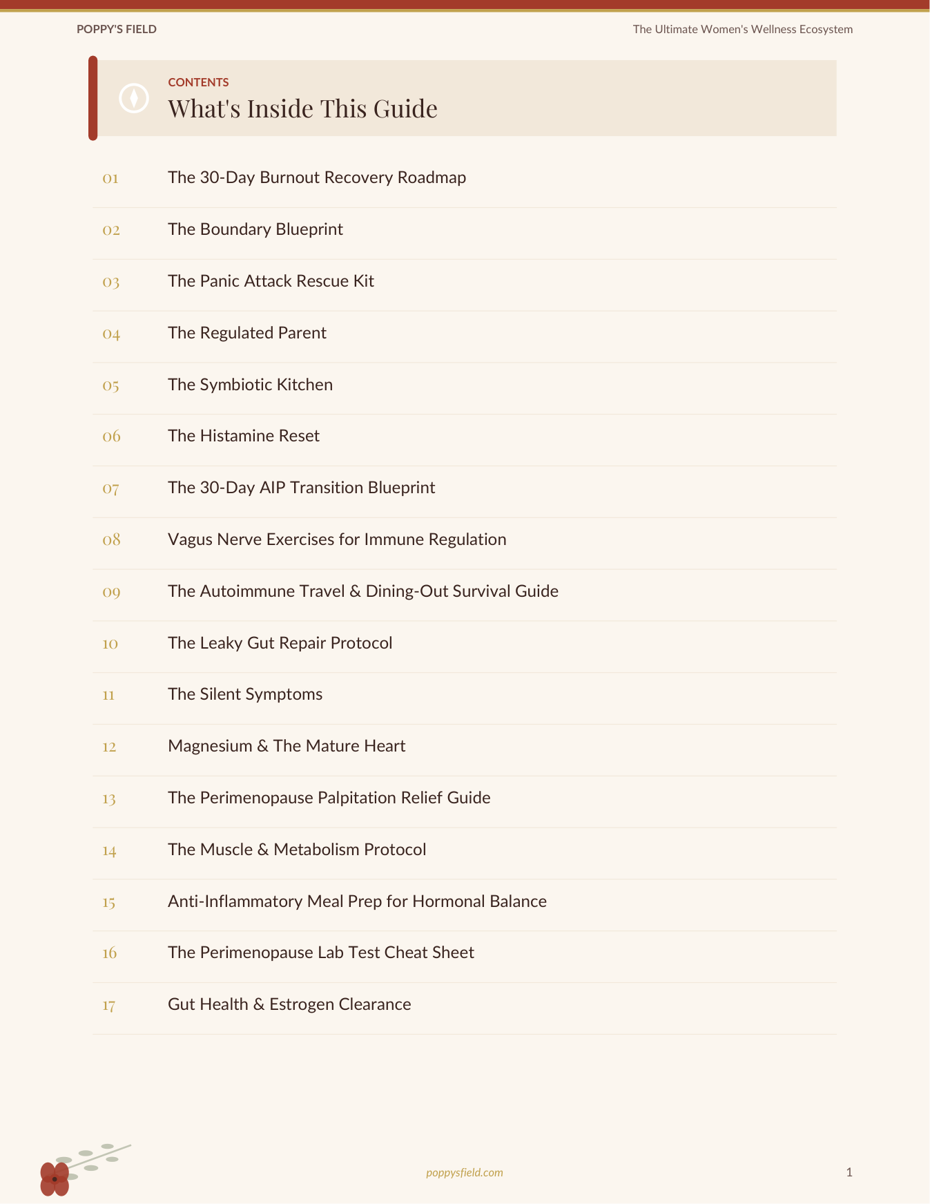 The Ultimate Women's Wellness Ecosystem | All 17 Guides Mental Health Gut Heart Hormones | Best Value | Instant Download — Poppy's Field (preview 1)