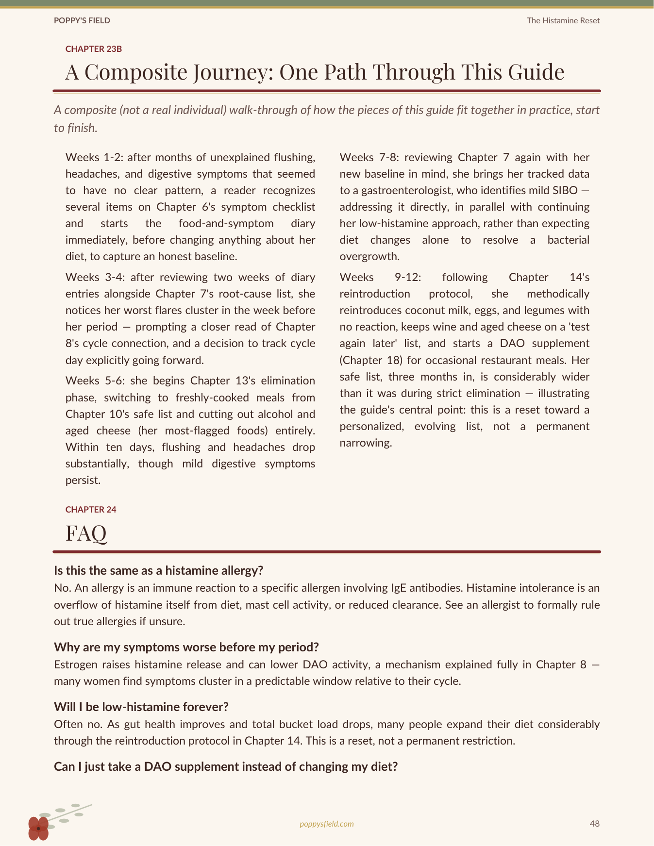 The Histamine Reset | Low-Histamine Food Diary Symptom Tracker | MCAS Histamine Intolerance Guide | Instant Download — Poppy's Field (preview 4)