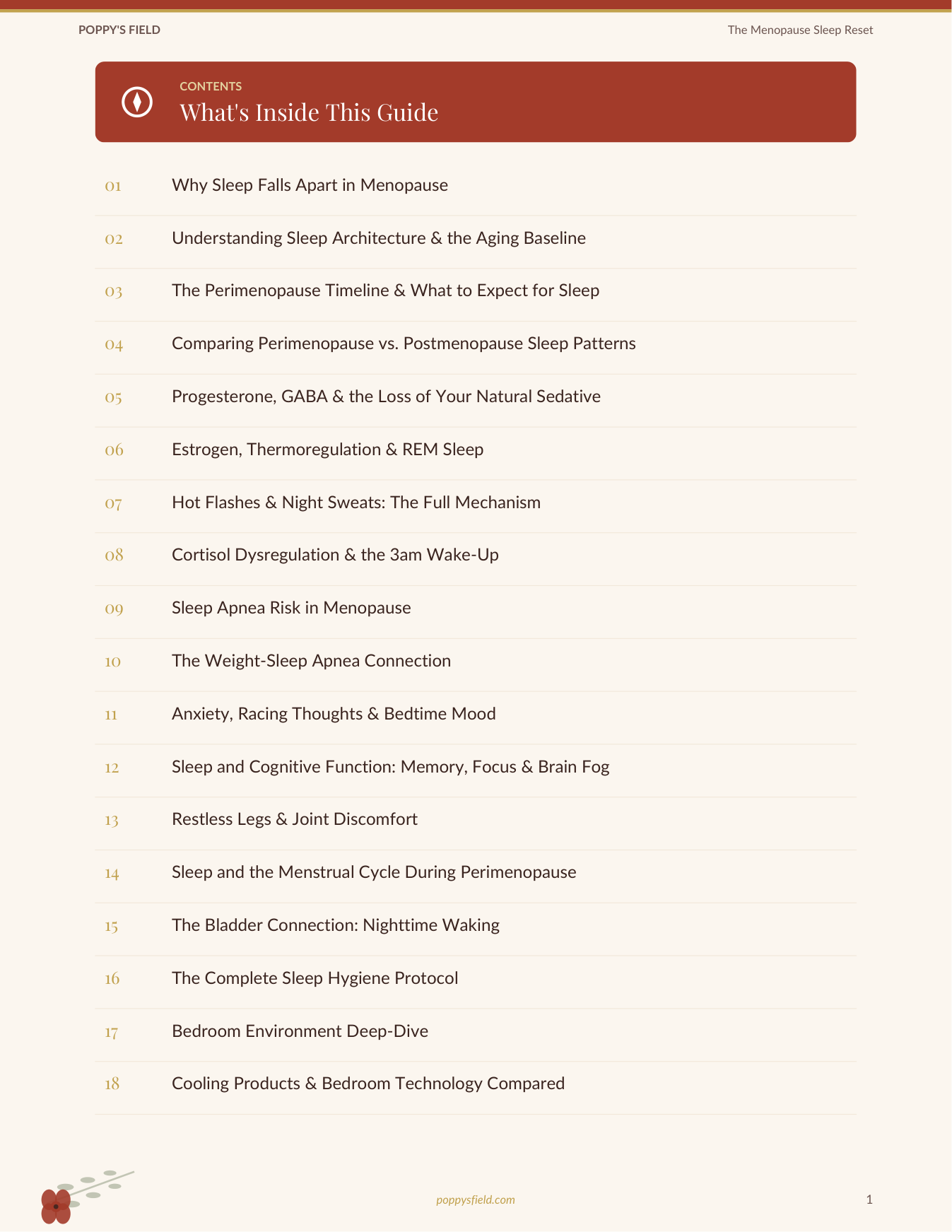 Menopause Sleep Log & Reset Journal | 60-Day Sleep Tracker | Night Sweats Hot Flashes | Instant Download — Poppy's Field (preview 1)