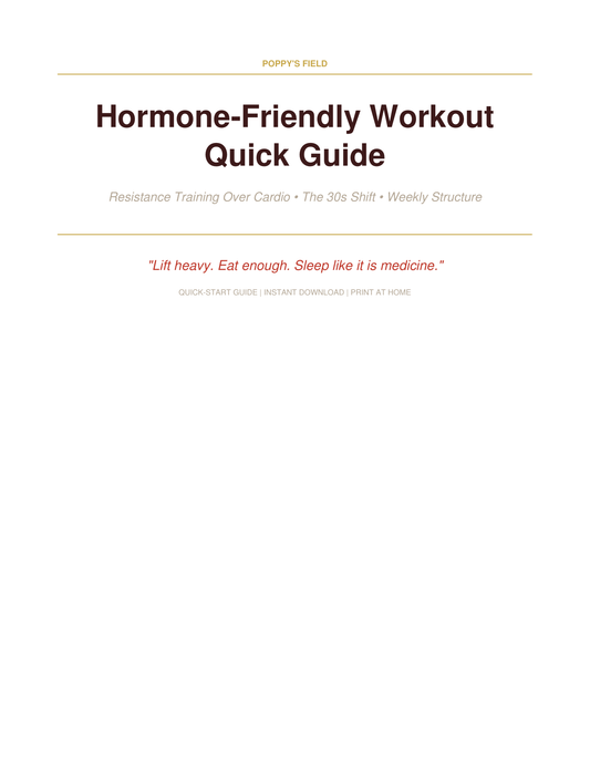 Hormone-Friendly Workout Quick Guide | Resistance Training Women in 30s Weekly Structure | Instant Download — Poppy's Field (preview 1)