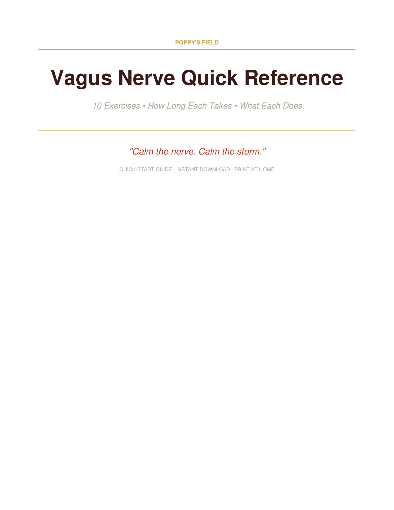 Vagus Nerve Quick Reference — Poppy's Field (preview page 1)