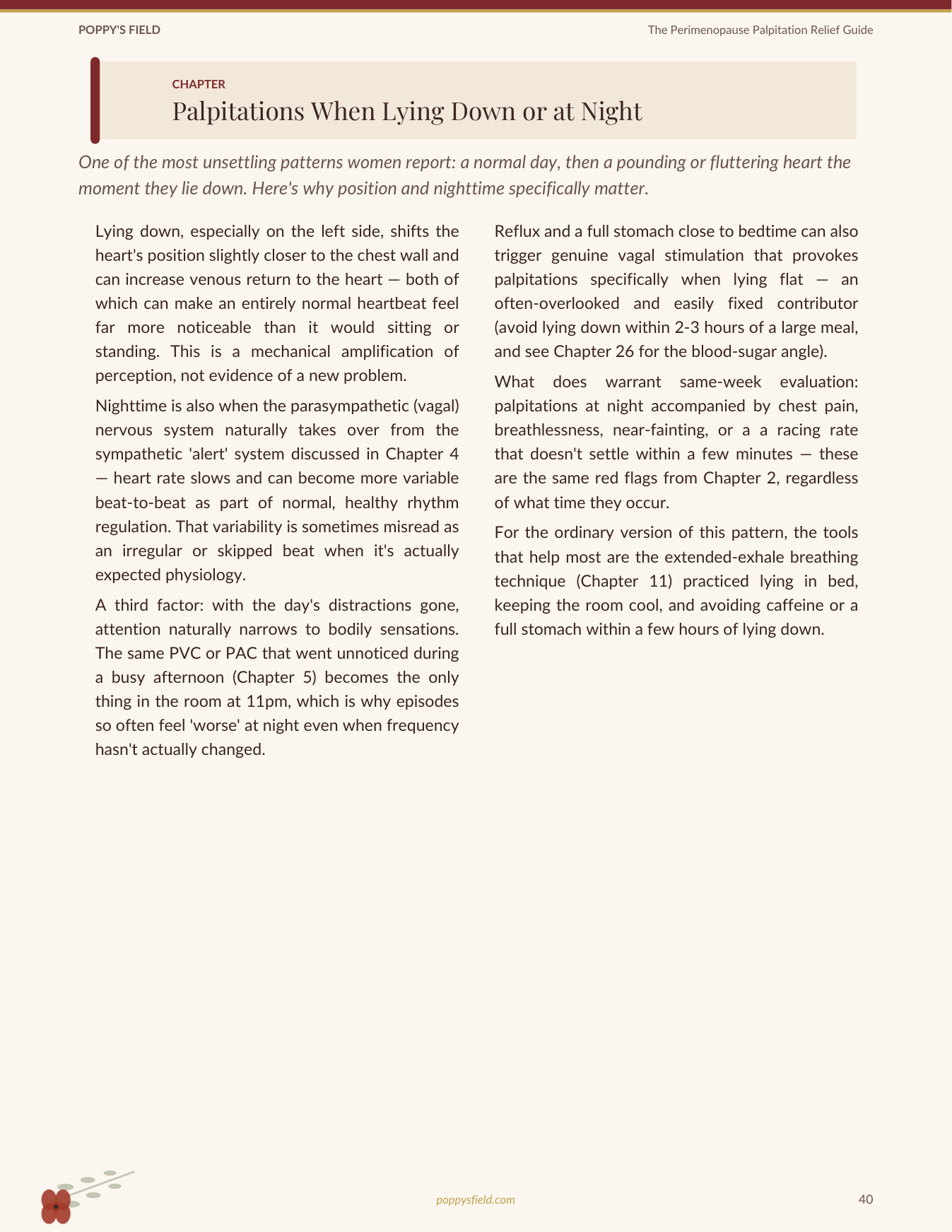 Perimenopause Palpitation Relief Guide | 5 Vagal Maneuvers Heart Flutters Hormonal | Instant Download — Poppy's Field (preview 4)