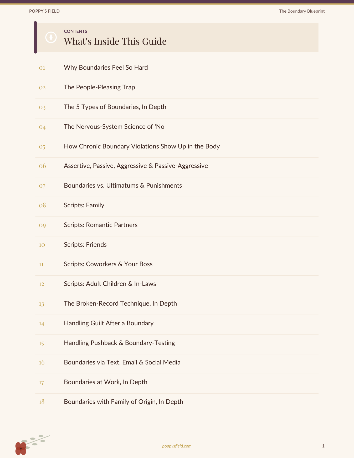 The Boundary Blueprint | Script-Based Journal for Workplace Agency | People-Pleasers Guide | Instant Download — Poppy's Field (preview 1)