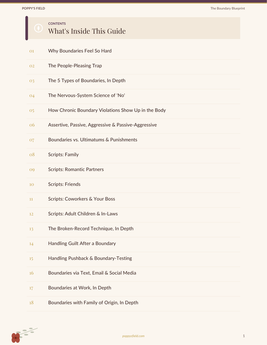 The Boundary Blueprint | Script-Based Journal for Workplace Agency | People-Pleasers Guide | Instant Download — Poppy's Field (preview 1)