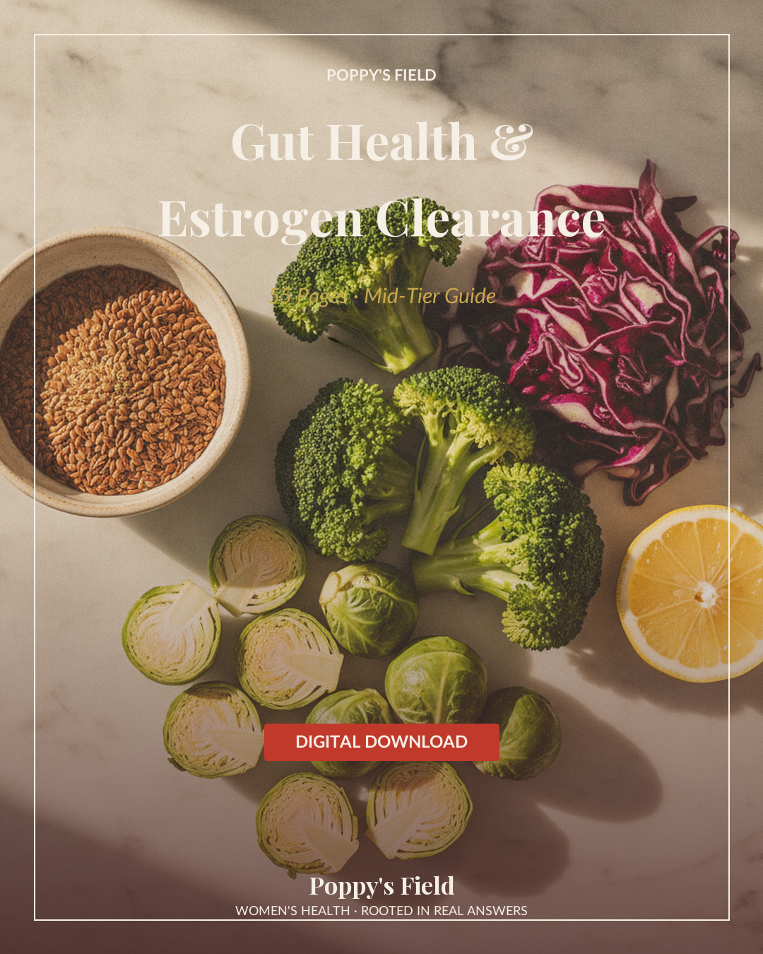 Gut Health & Estrogen Clearance | Estrobolome Detox Guide Estrogen Dominance Journal | Instant Download — Poppy's Field (cover)