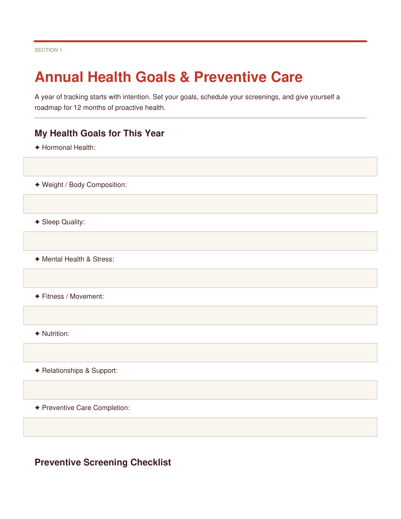 Women's Annual Health Tracker | 12-Month Wellness Planner Lab Results Goal Journal — Poppy's Field