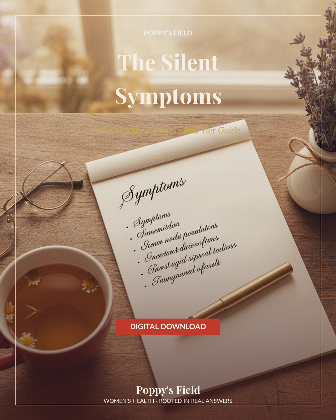 The Silent Symptoms | Women's Guide to Non-Traditional Heart Attack Signs | Cardiac Health Toolkit | Instant Download — Poppy's Field (cover)