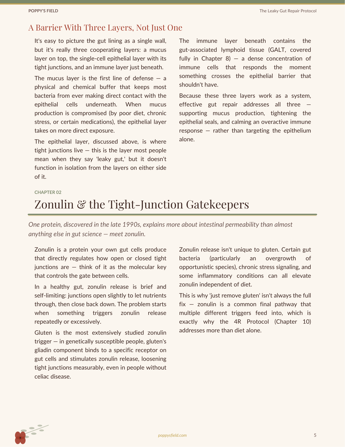 The Leaky Gut Repair Protocol & Food Journal | Gut Healing Guide Bloat Trigger Tracker | Instant Download — Poppy's Field (preview 2)