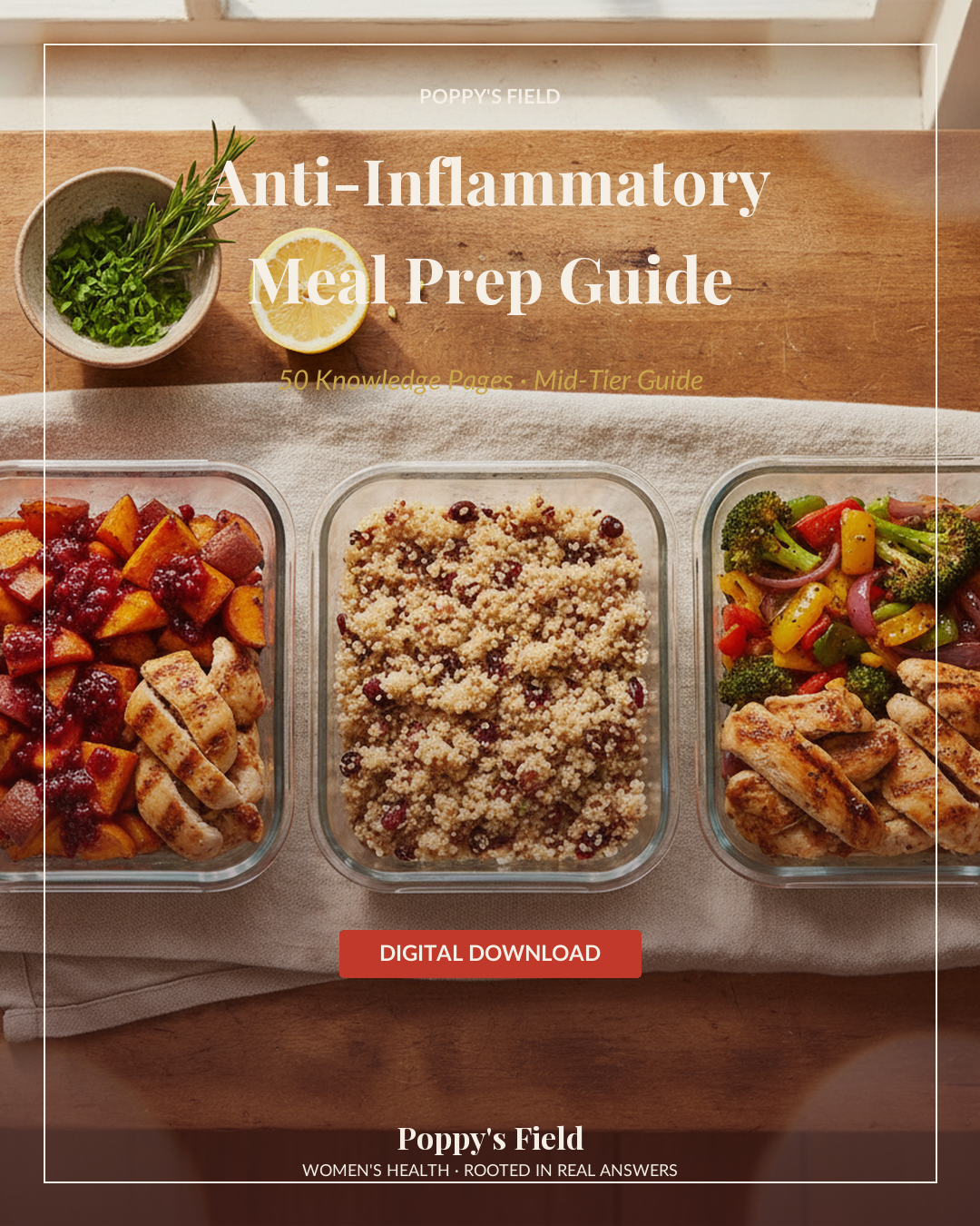 Anti-Inflammatory Meal Prep for Hormonal Balance | High-Protein 8-Week Planner Blood Sugar Women | Instant Download — Poppy's Field (cover)