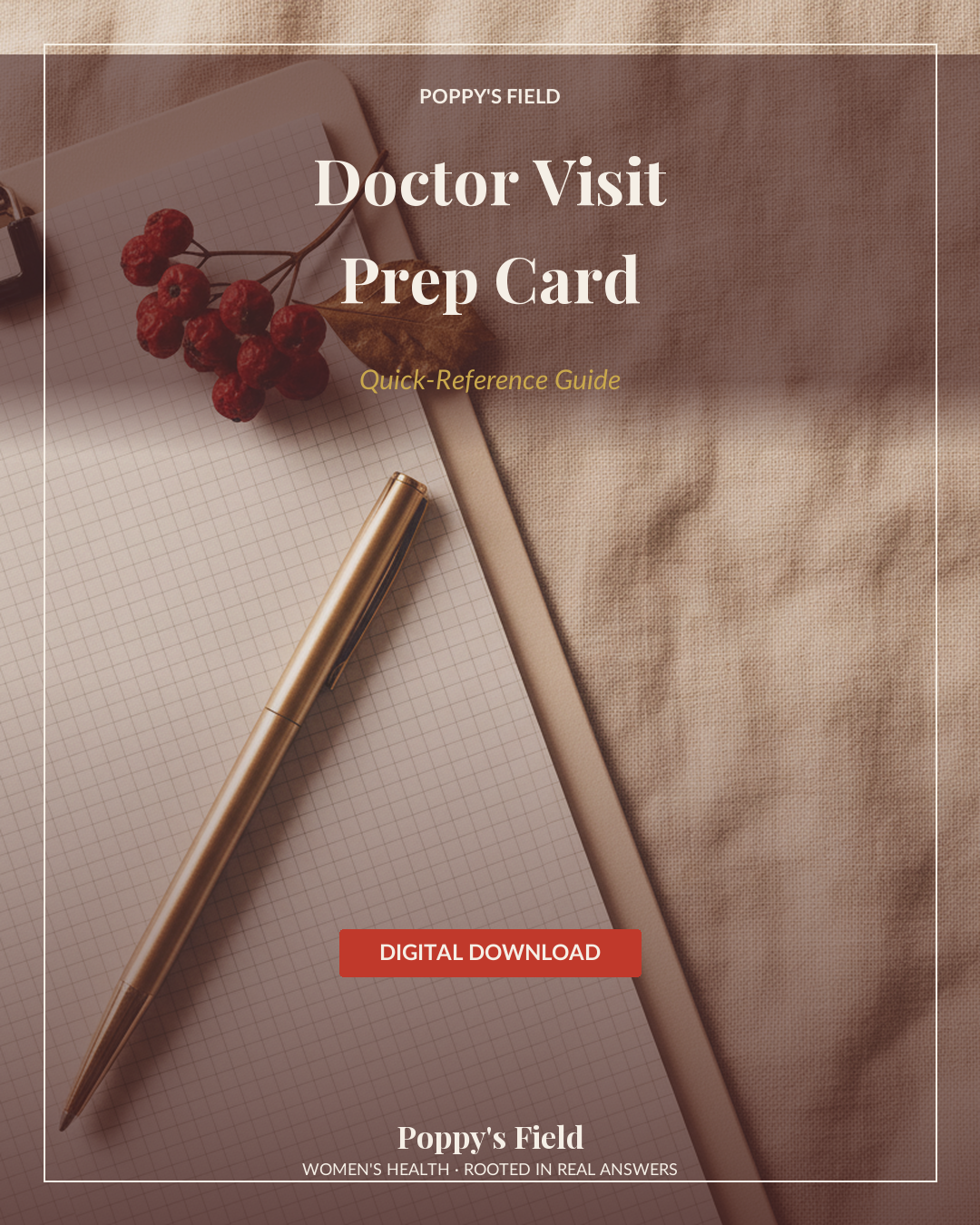 Perimenopause Doctor Visit Prep Card | 12 Essential Lab Tests & Optimal Ranges Script — Poppy's Field (hero)