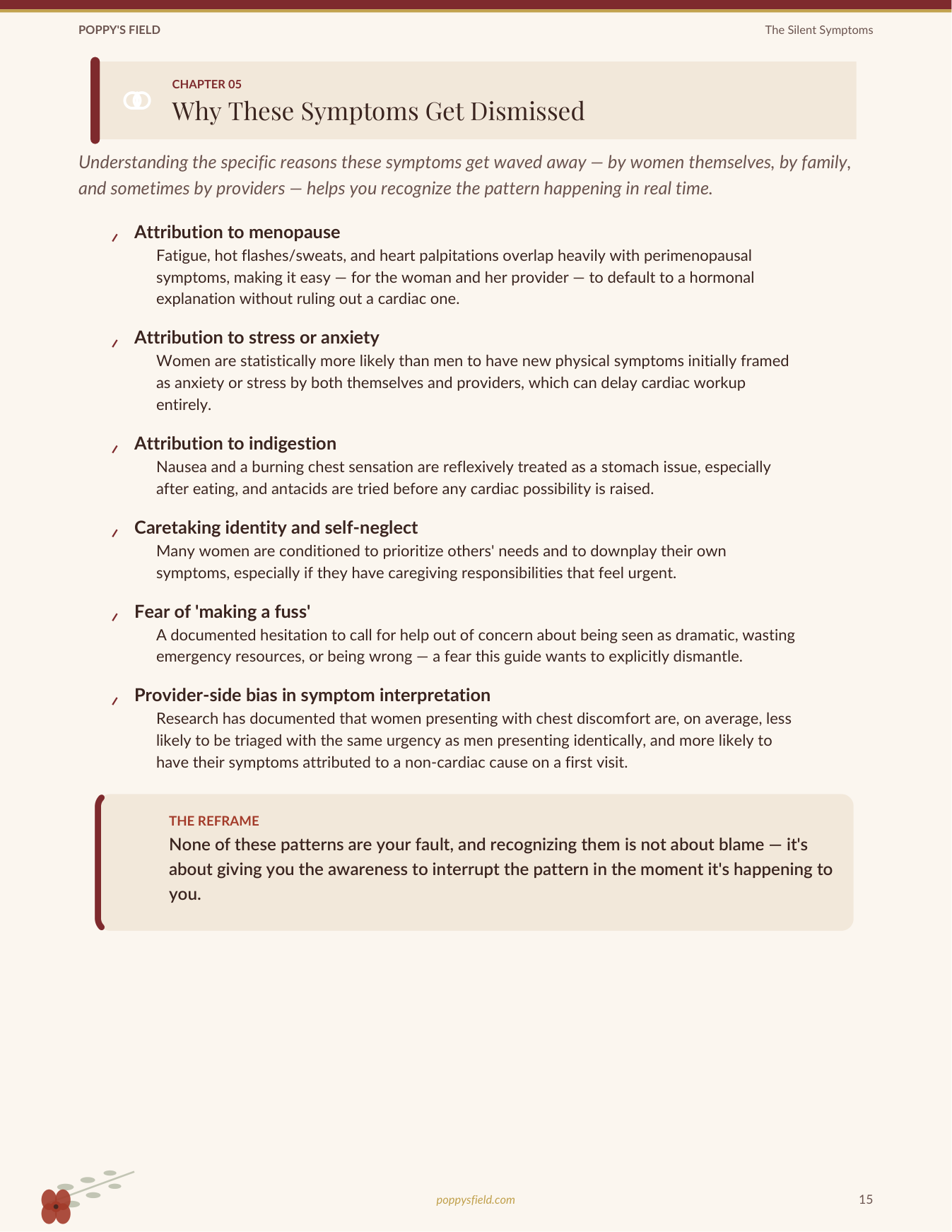 The Silent Symptoms | Women's Guide to Non-Traditional Heart Attack Signs | Cardiac Health Toolkit | Instant Download — Poppy's Field (preview 2)