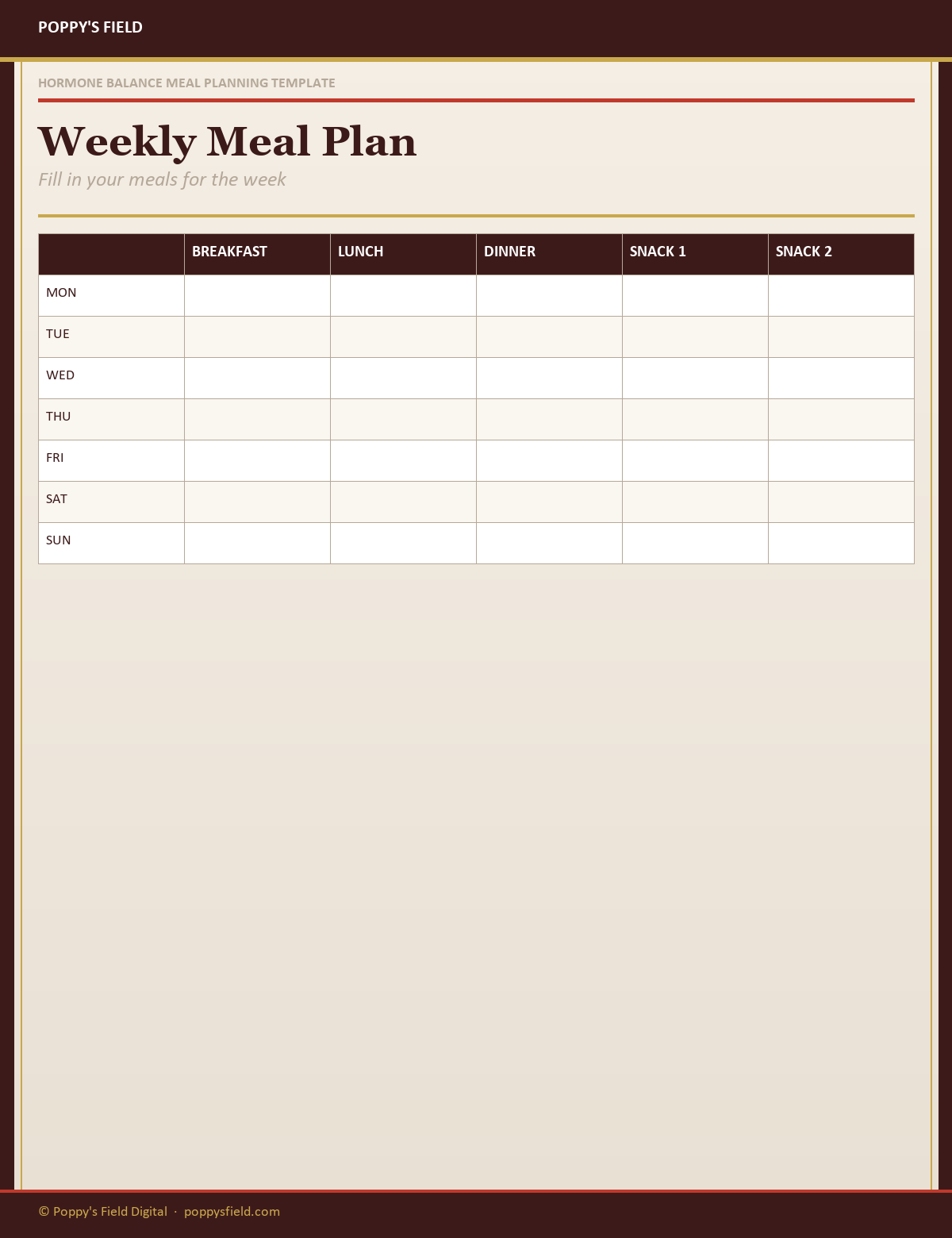 Hormone Balance Meal Planning Template | Anti-Inflammatory 8-Week Planner | Menopause Nutrition | Instant Download
