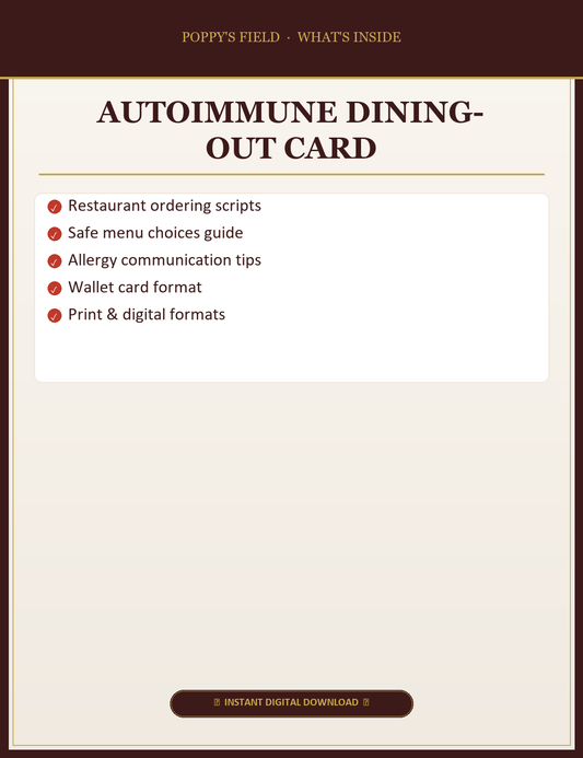Autoimmune Dining-Out Card — What's Inside